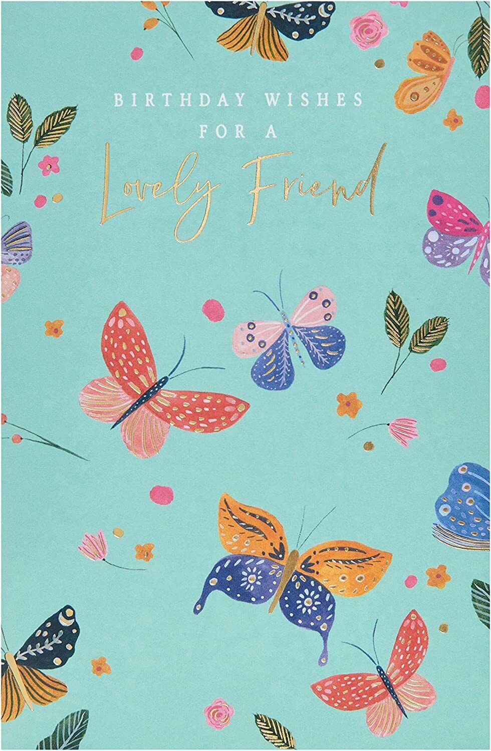 UK Greetings floral design birthday card featuring a colorful flower pattern, perfect for celebrating friends.