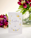 Set of 5 UK Greetings floral design traditional Easter greeting cards with colorful spring-themed illustrations.