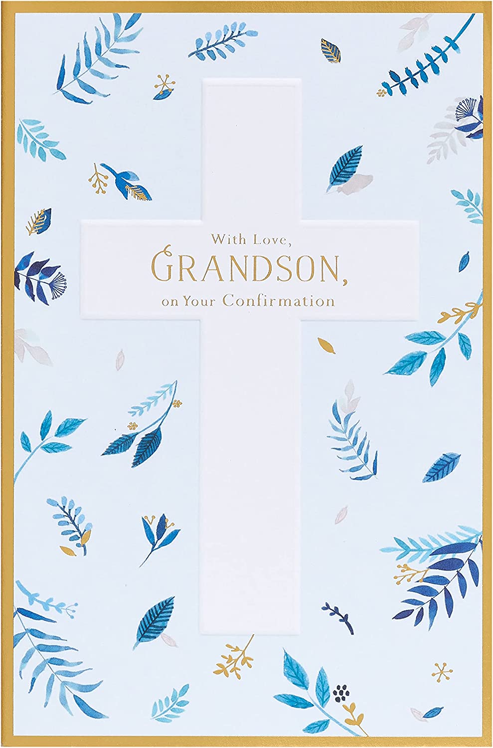 UK Greetings flower design confirmation card for grandson, featuring colorful floral artwork and a heartfelt message.