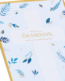 UK Greetings flower design confirmation card for grandson, featuring colorful floral artwork on a greeting card.