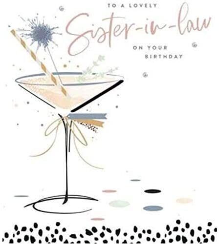 UK Greetings foil finish birthday card featuring a lovely sister-in-law design, perfect for celebrating special occasions.