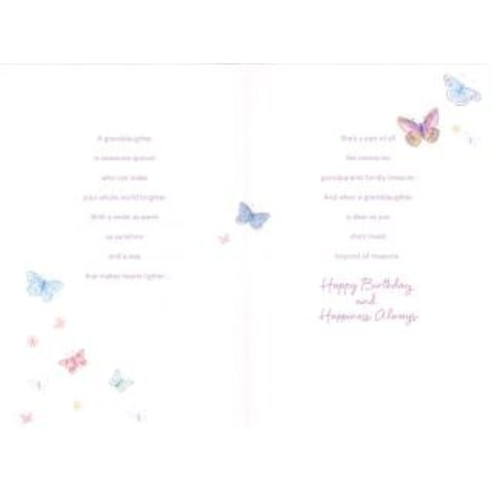 UK Greetings birthday card for granddaughter featuring heartfelt message, designed to celebrate a special granddaughter on her birthday.