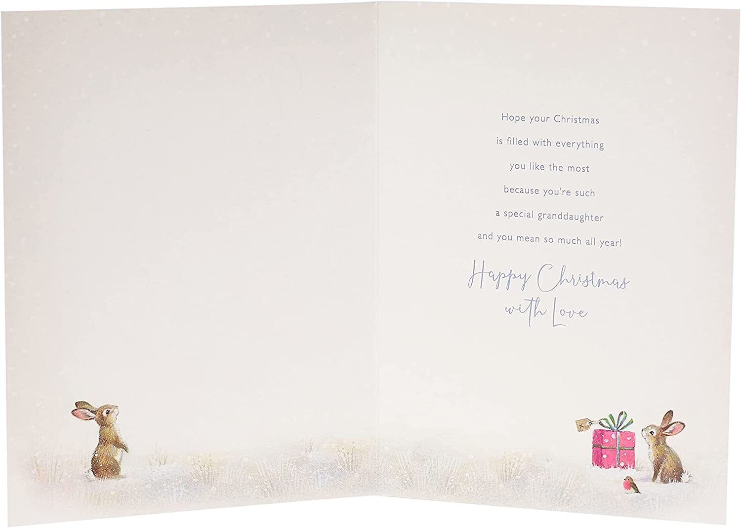 UK Greetings Christmas card featuring a snowman design and heartfelt message for a wonderful granddaughter.