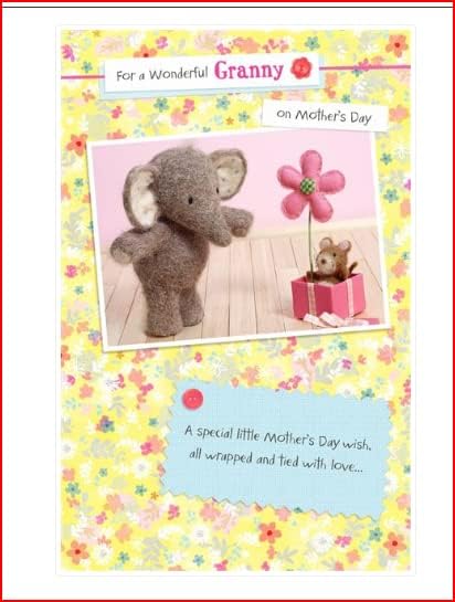 UK Greetings Mother's Day card for a wonderful granny featuring colorful floral designs and heartfelt message.