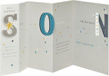 UK Greetings birthday greeting card for a wonderful son, featuring colorful designs and heartfelt message inside.