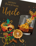 UK Greetings Christmas card for an uncle, featuring a classic and sophisticated foil finish, ideal for holiday greetings.