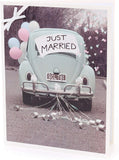 Contemporary wedding greeting card from UK Greetings featuring a photograph and "Just Married" message for couples.