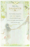 UK Greetings birthday card for daughter with nostalgic childhood memories, featuring colorful illustrations and heartfelt message.