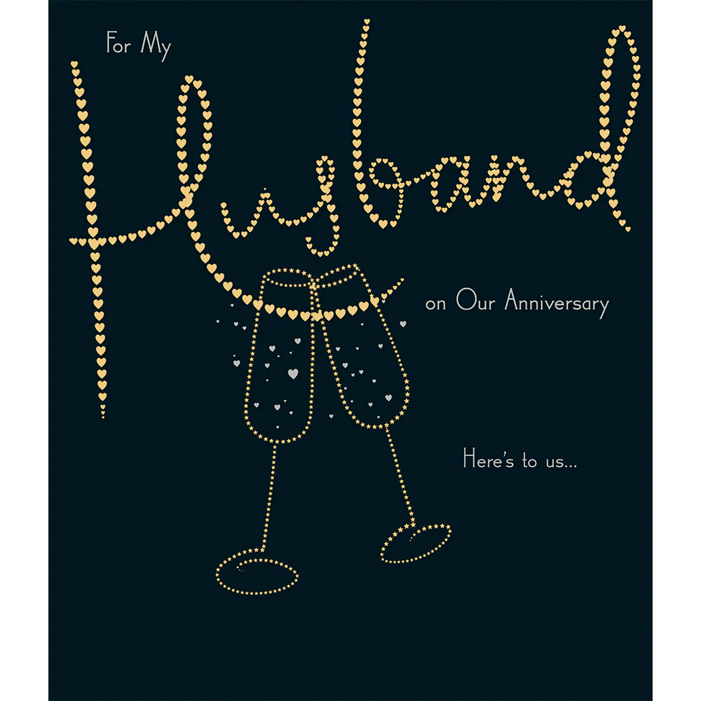 UK Greetings anniversary greeting card for husband, featuring heartfelt message and decorative design.
