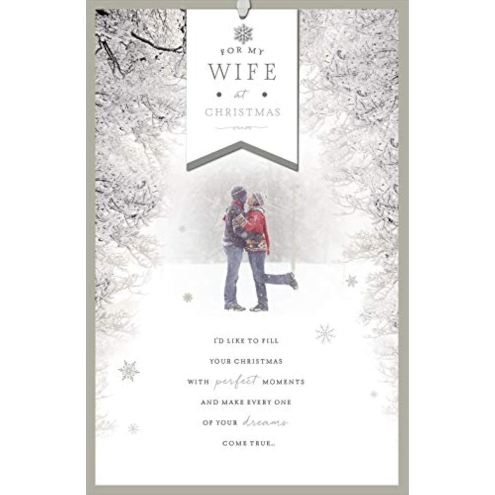 UK Greetings Christmas card for wife featuring festive design, ideal for holiday greetings and heartfelt messages.