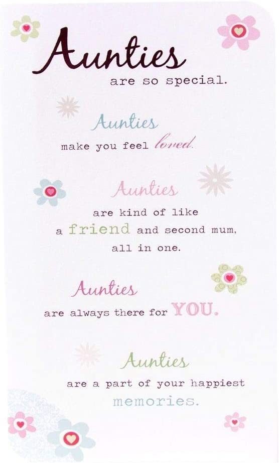 UK Greetings birthday card for auntie with nice words, featuring colorful design and heartfelt message inside.