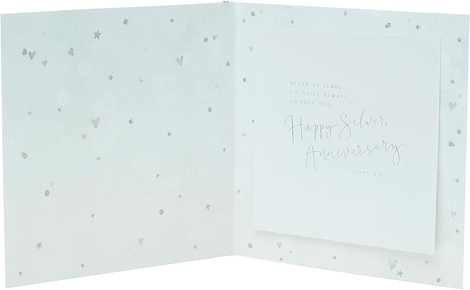 UK Greetings anniversary greeting card for wife with sparkling hearts and stars design, celebrating 25th anniversary.