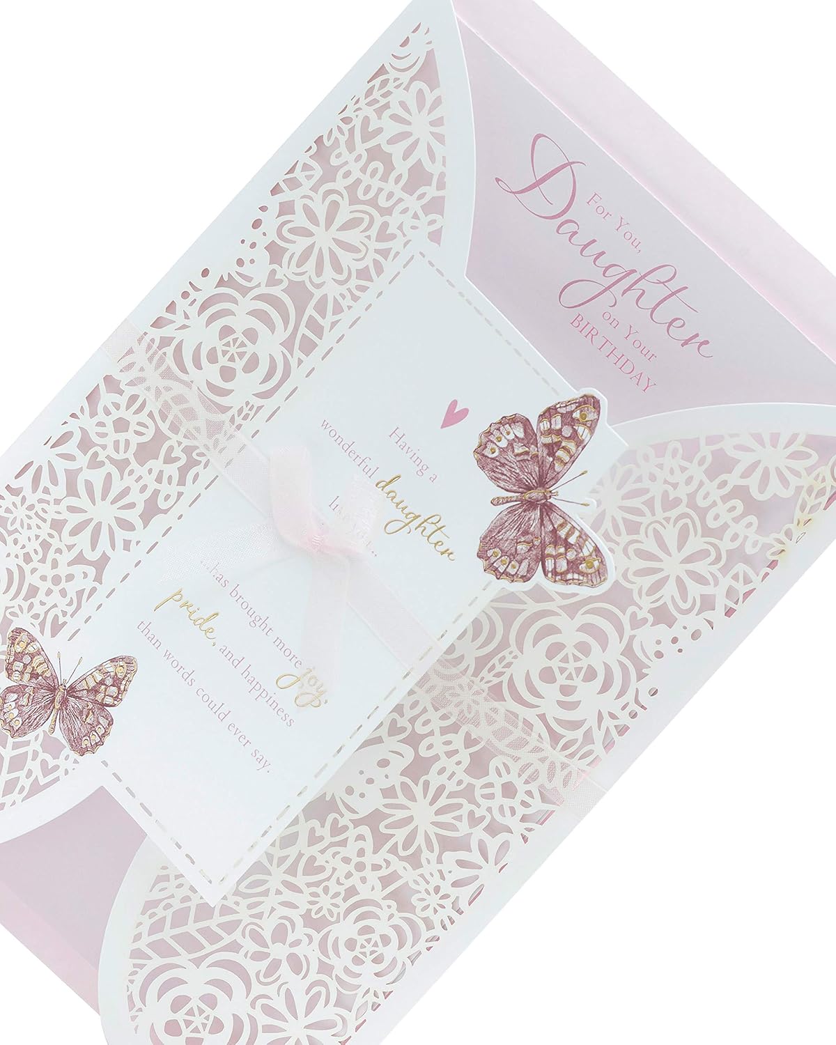 UK Greetings for You Daughter birthday card with laser-cut design, featuring intricate patterns and vibrant colors.