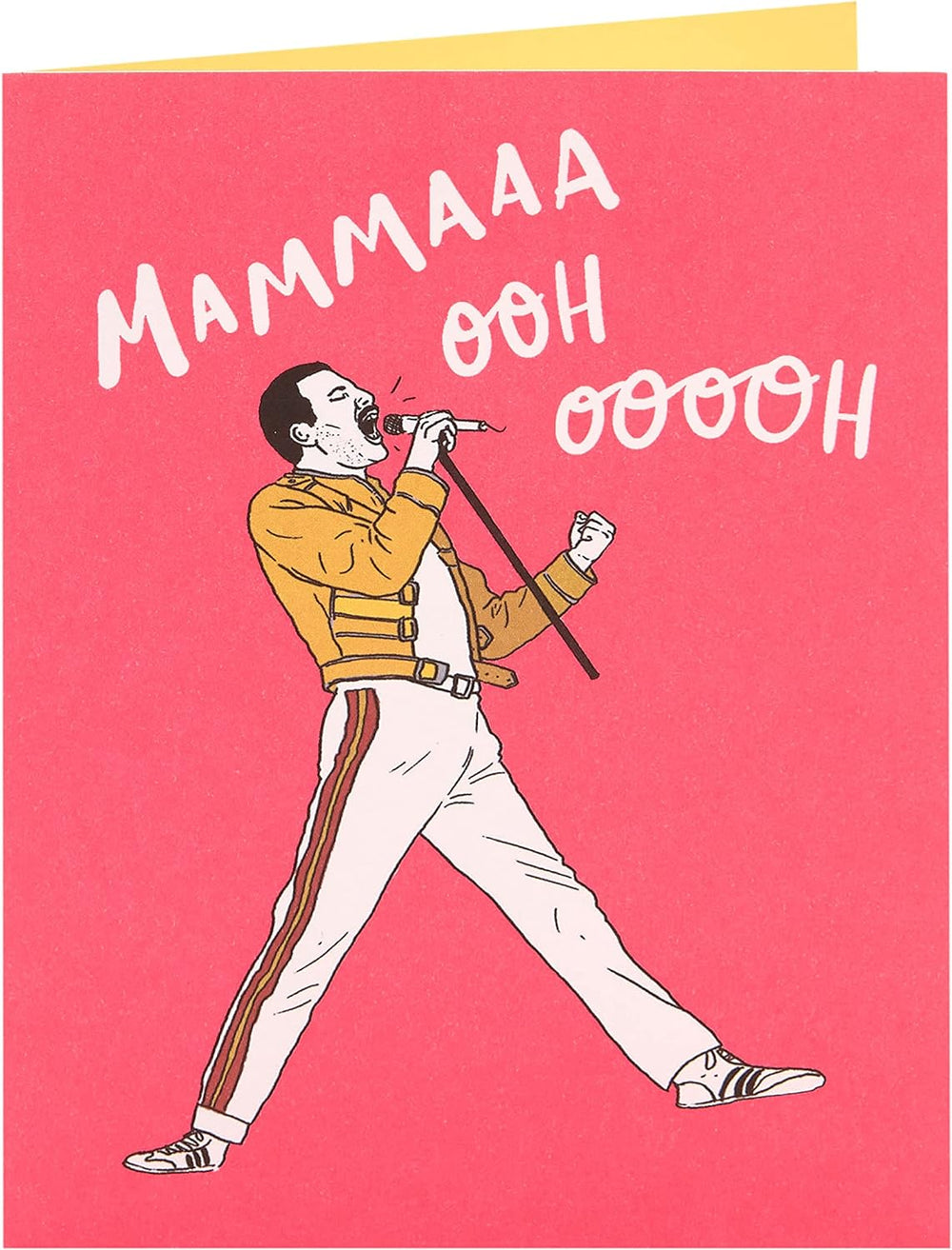 UK Greetings Freddie Mercury Mother’s Day card featuring vibrant design and artwork celebrating the iconic singer and special occasion.