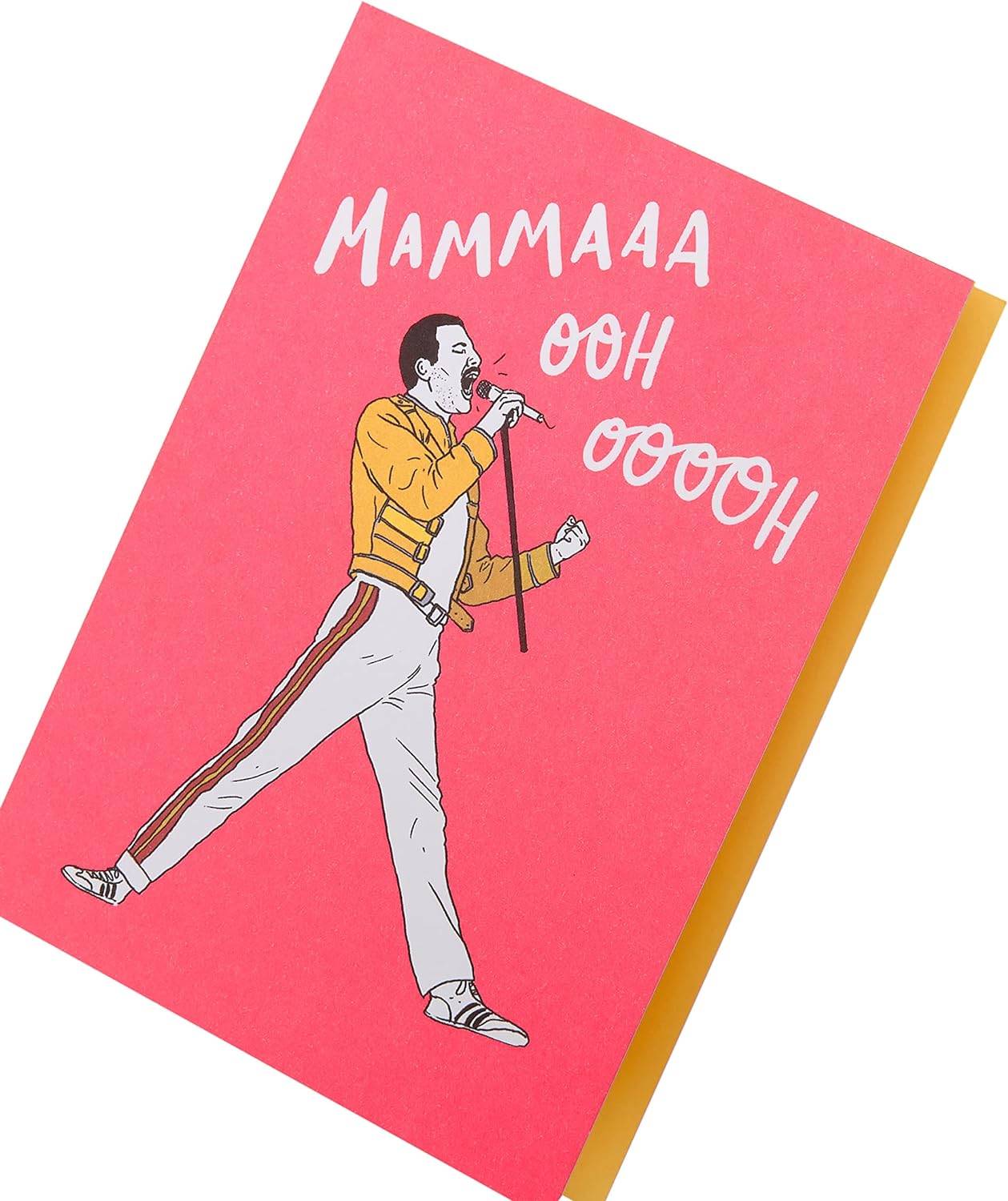 UK Greetings Freddie Mercury Mother's Day card featuring a colorful design and celebratory message in a greeting card image.
