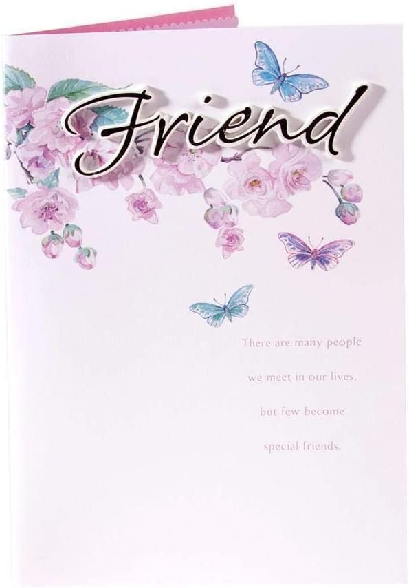 UK Greetings Friend Happy Birthday 3D handmade butterflies greeting card with colorful butterfly embellishments.