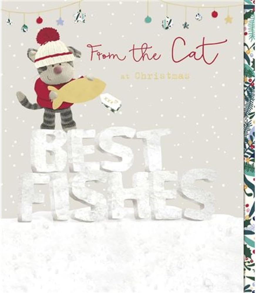 UK Greetings From the Cat Best Fishes Christmas Card featuring festive cat illustration for holiday greetings.