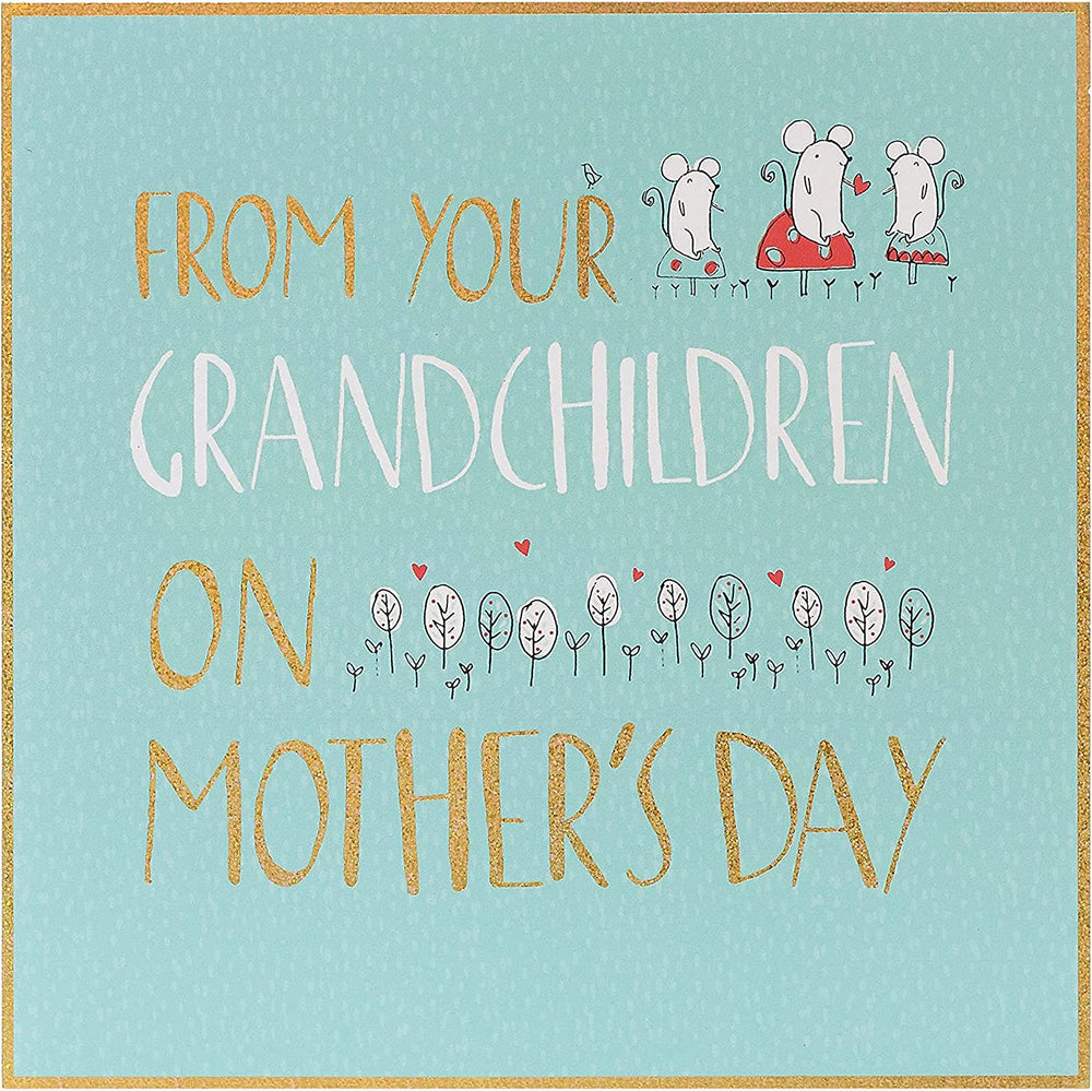 UK Greetings Mother's Day greeting card from grandchildren, featuring colorful design and heartfelt message for moms.