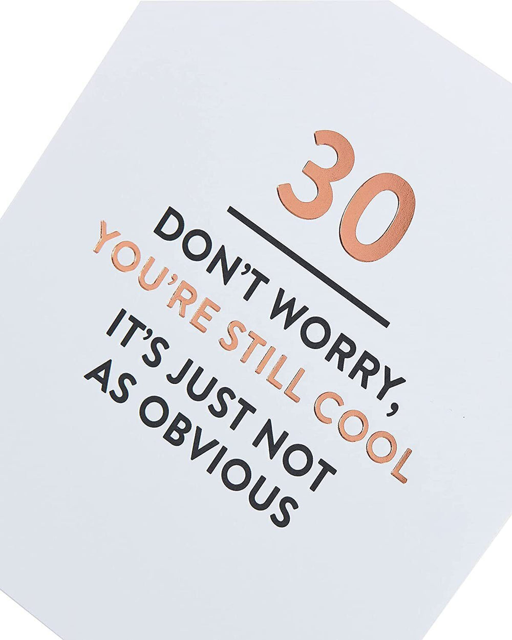 UK Greetings funny 30th birthday greeting card featuring humorous design and cheerful colors, perfect for celebrating a milestone.