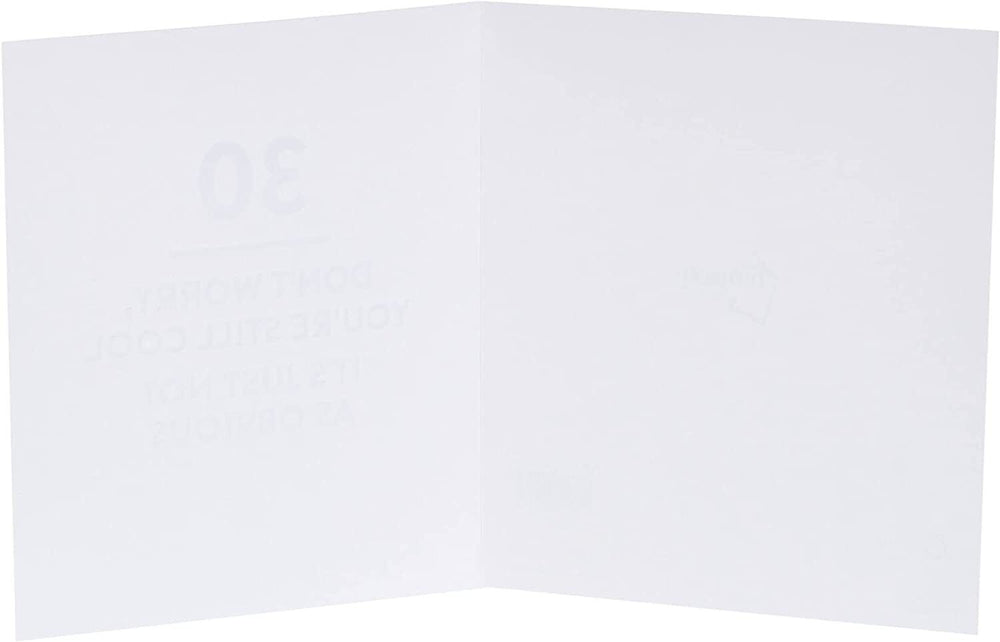 UK Greetings funny 30th birthday greeting card with humorous design and colorful graphics for celebrating the milestone.