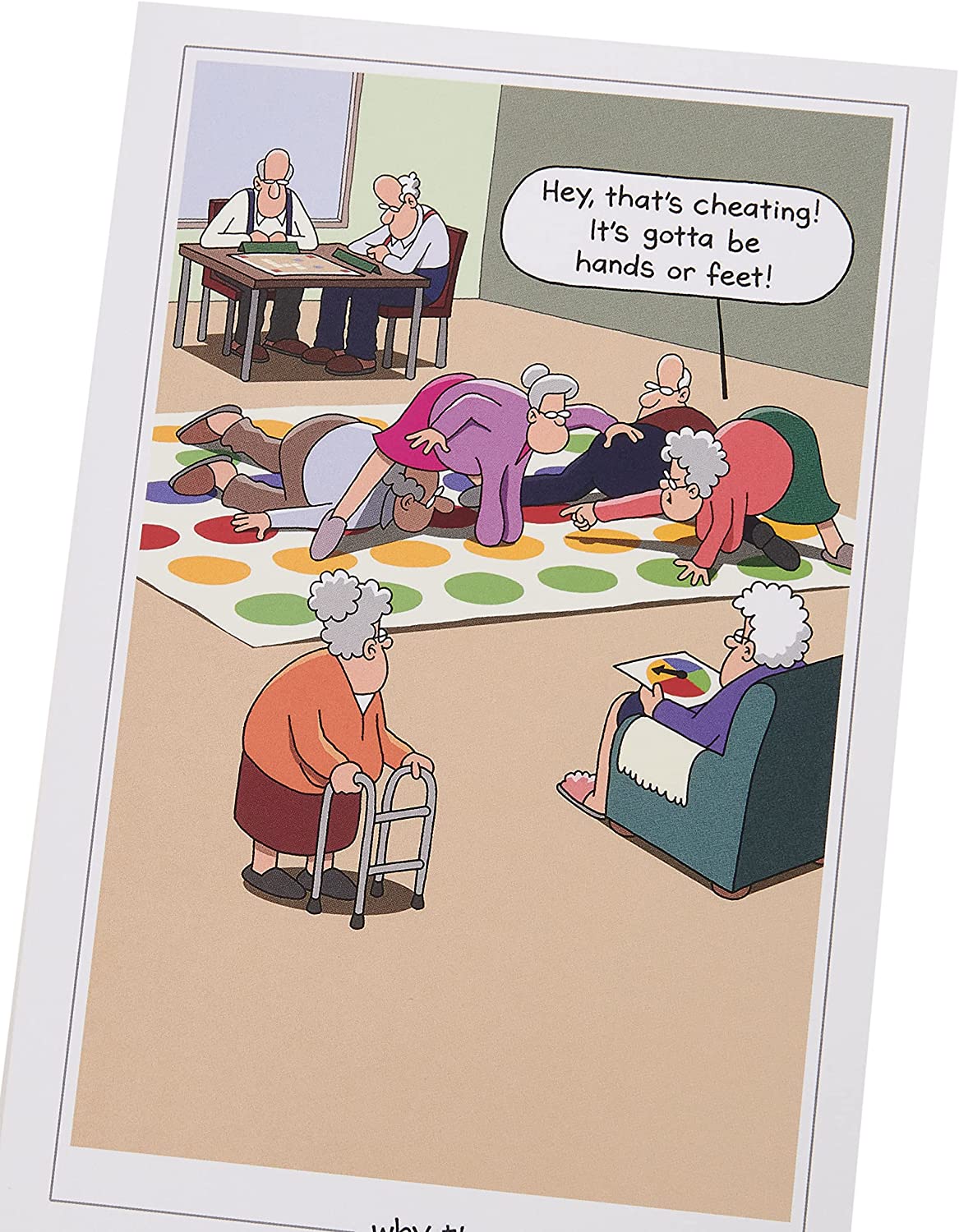 UK Greetings Funny Age Cartoon Birthday Card featuring humorous illustrated characters for celebrating birthdays.