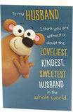 UK Greetings funny birthday greeting card for husband, featuring humorous design and heartfelt message for special occasions.