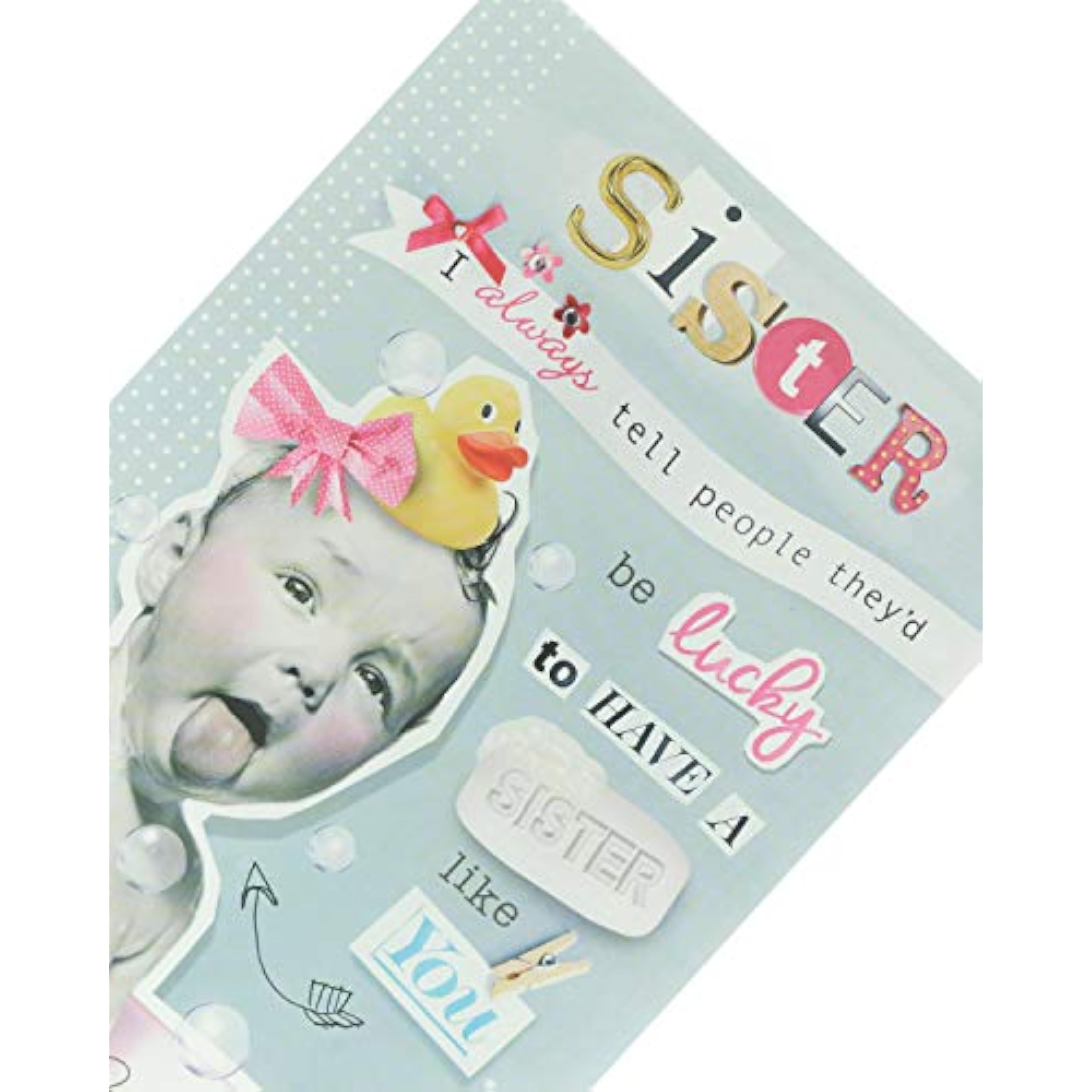 UK Greetings funny design sister birthday card with colorful illustration, perfect for celebrating a special sister's birthday.