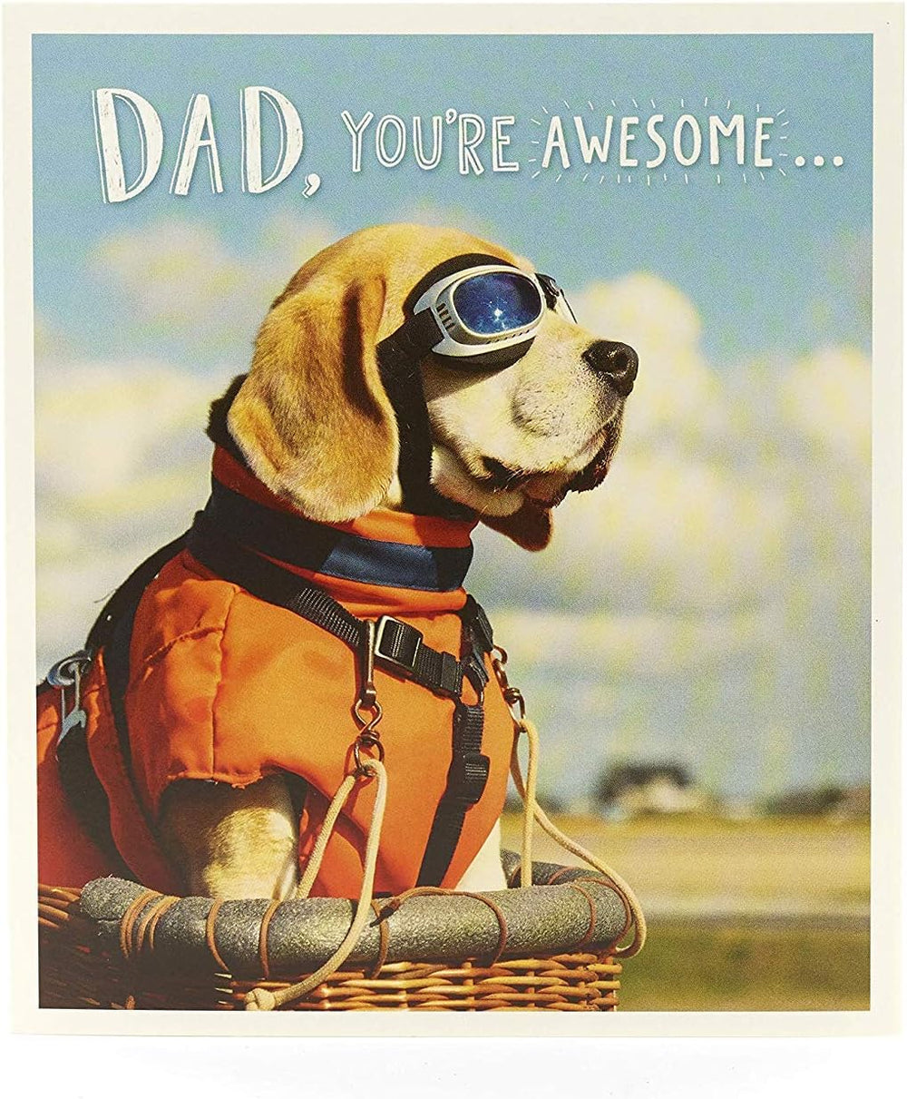UK Greetings Funny Dog Dad Birthday Card featuring humorous dog illustration and cheerful design.