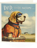 Funny dog dad birthday greeting card by UK Greetings featuring humorous dog illustration and celebratory design.