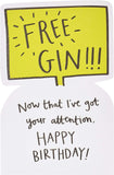 UK Greetings Funny Gin Birthday Card featuring humorous design, perfect for celebrating birthdays with a playful touch.