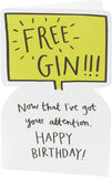 UK Greetings funny gin birthday card featuring humorous design, perfect for celebrating with a playful greeting card.