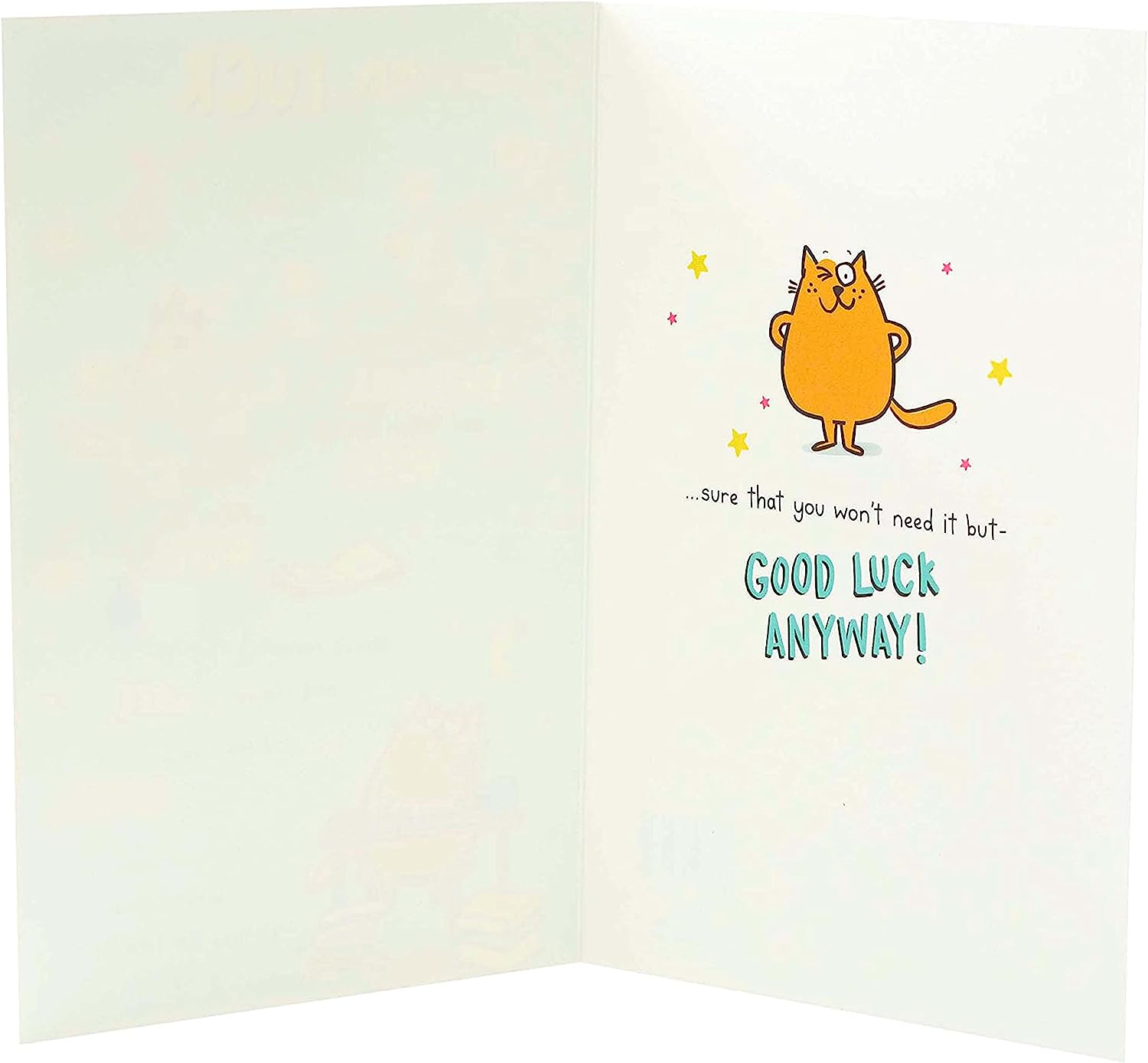 UK Greetings funny good luck exam card featuring humorous design and message for students taking exams.