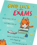 UK Greetings funny good luck exam card featuring humorous design, perfect for sending cheerful encouragement to students.