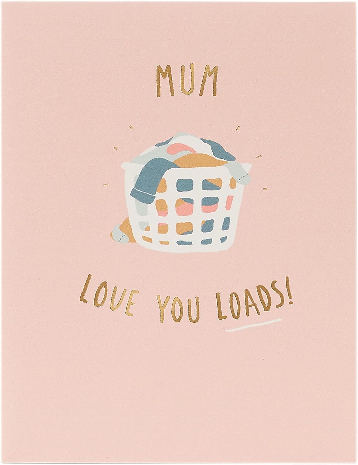 UK Greetings Funny Laundry Clothes in Basket Mother's Day Card featuring playful laundry and basket illustration.