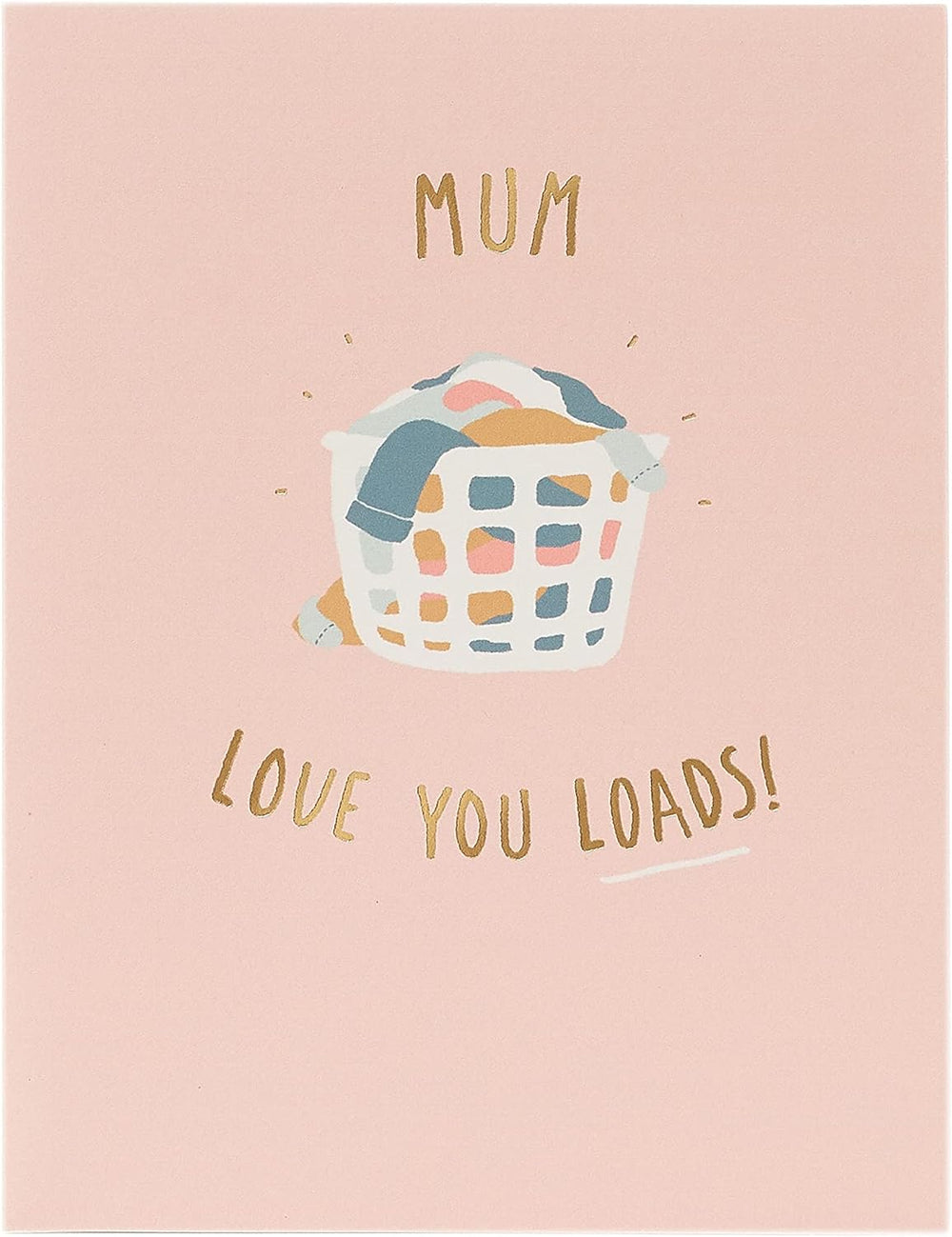 UK Greetings Funny Laundry Clothes in Basket Mother's Day Card featuring playful laundry and basket illustration.