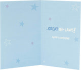 UK Greetings funny son-in-law birthday card showing humorous design and cheerful message for celebrating his special day.