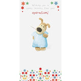 UK Greetings Get Well Soon Boofle greeting card for after surgery, featuring colorful cartoon character design.