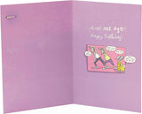 UK Greetings Giggles Yoga humour birthday card showing a funny yoga pose on a colorful greeting card.