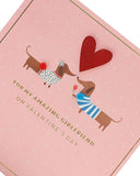 UK Greetings girlfriend Valentine’s Day card featuring a cute sausage dog couple design with envelope.