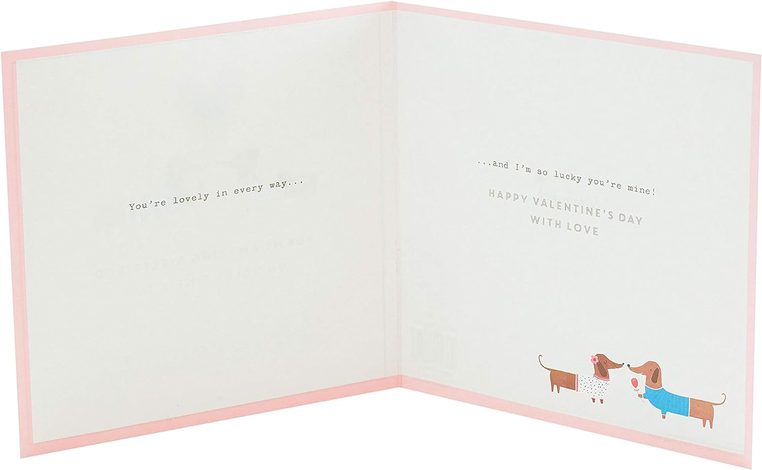 UK Greetings girlfriend Valentine's Day card featuring a cute sausage dog couple design with envelope.