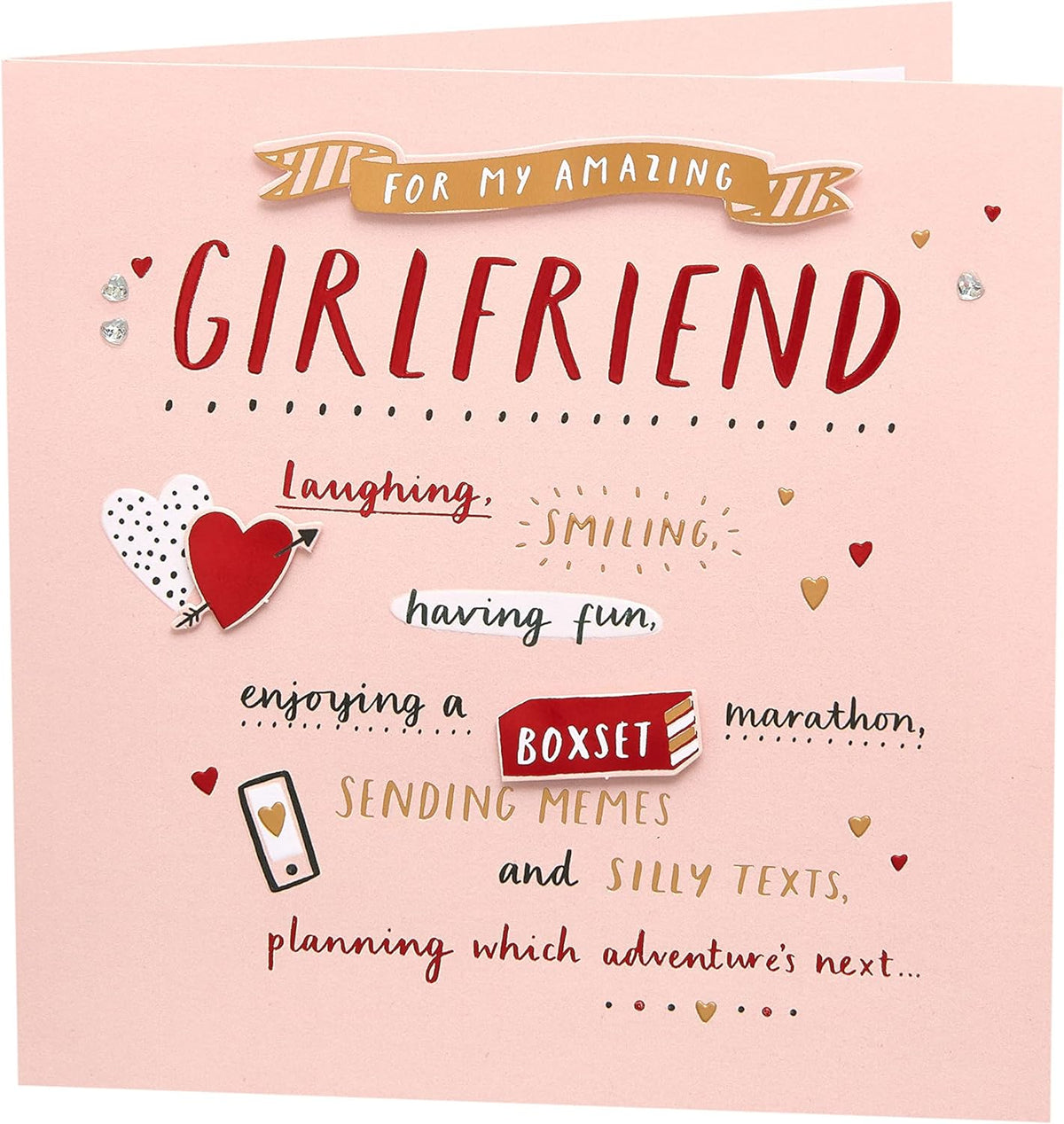 UK Greetings girlfriend Valentine's Day card with envelope featuring a sweet design, perfect for expressing love on special occasions.