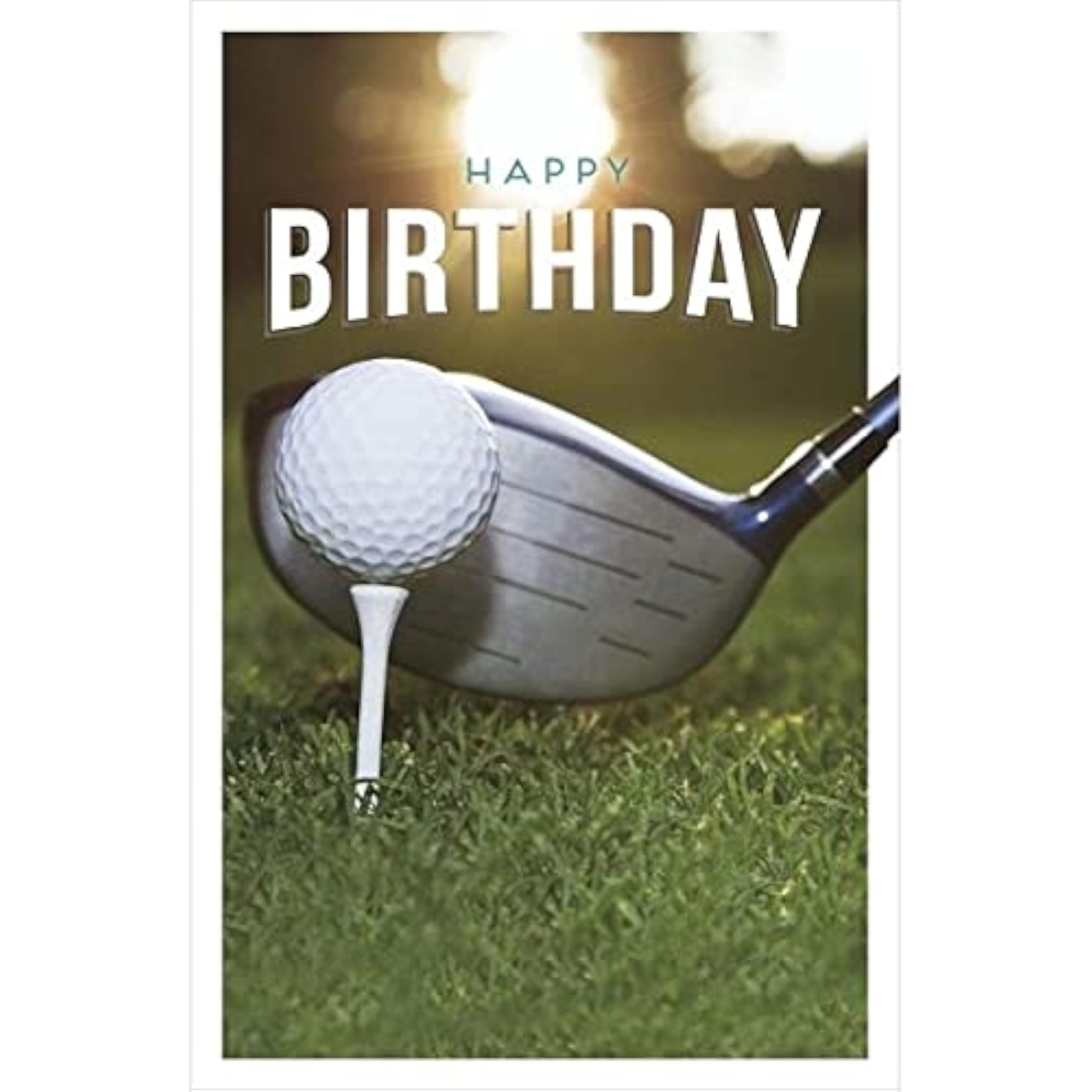UK Greetings Golf Birthday Card featuring a Gibson design, showcasing a cheerful golf-themed illustration on the front.