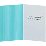 UK Greetings graduation card for him, her, or friend with yellow design and envelope, perfect for celebrating graduation achievements.