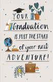 UK Greetings graduation greeting card featuring celebratory design with "Graduation Is Just the Start" message, perfect for grads.