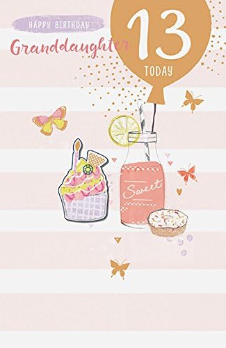 UK Greetings granddaughter 13th birthday card featuring colorful birthday-themed design and cheerful message for special occasion