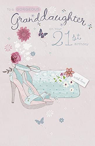 UK Greetings Granddaughter 21st Birthday Card with cheerful floral design and heartfelt message for special occasion.