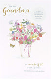 Personalized UK Greetings Grandma Birthday Card showing a colorful design, available for ages 40th to 90th.