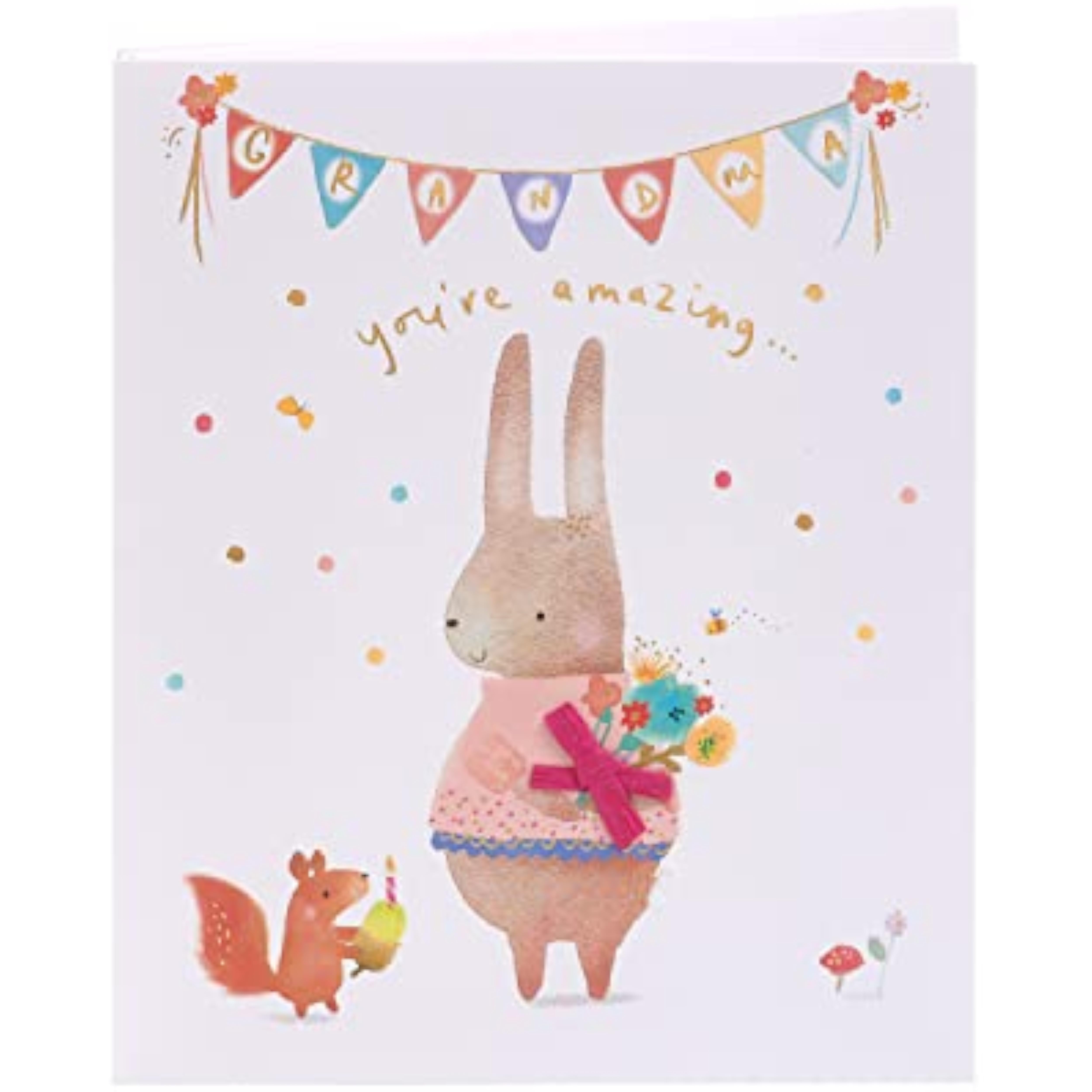 UK Greetings Grandma birthday card featuring adorable rabbit design with envelope, perfect for celebrating special occasions.