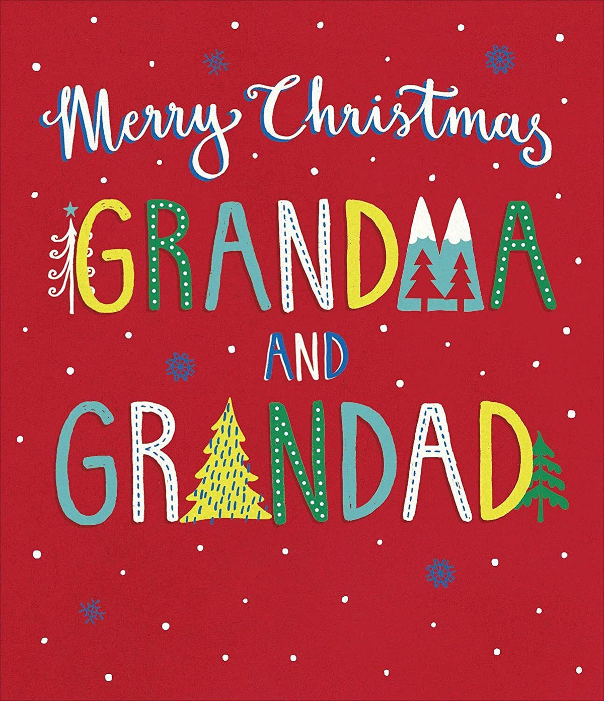 UK Greetings Grandma & Grandad Christmas Card showing festive holiday design with cheerful holiday message for grandparents