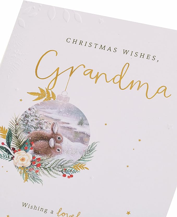 UK Greetings Grandma Rabbits Christmas Card featuring festive illustration of rabbits for holiday greeting card occasions